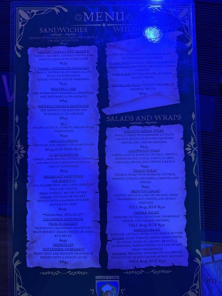 Gamer's Keep Tavern Restaurant Bar Service